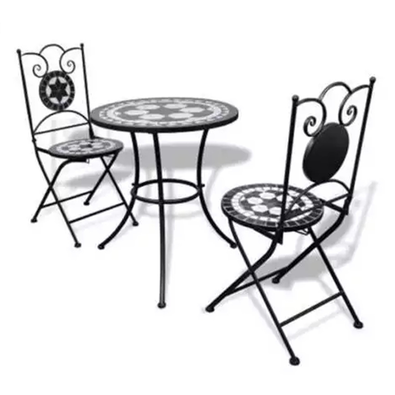 3PC LISBON & COSTA MOSAIC BISTRO SET OUTDOOR GARDEN FURNITURE PATIO TABLE CHAIRS