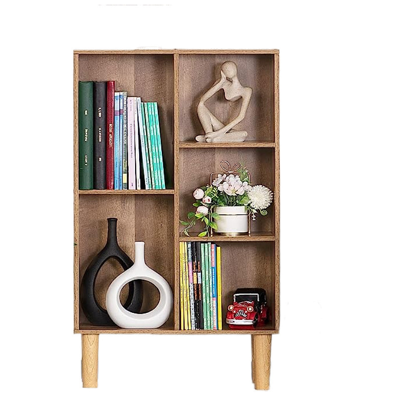 5 Cube Small 3 Tier Modern Wood Bookshelves Storage Organizer Free Standing Narrow Corner Bookcases