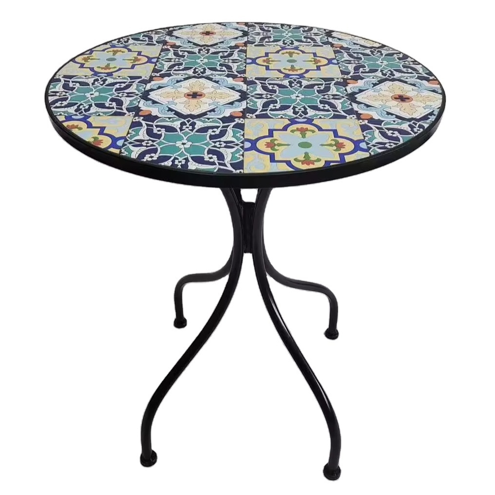 Mosaic Side Table Round End Table Indoor and Outdoor Yard Garden Bistro Table