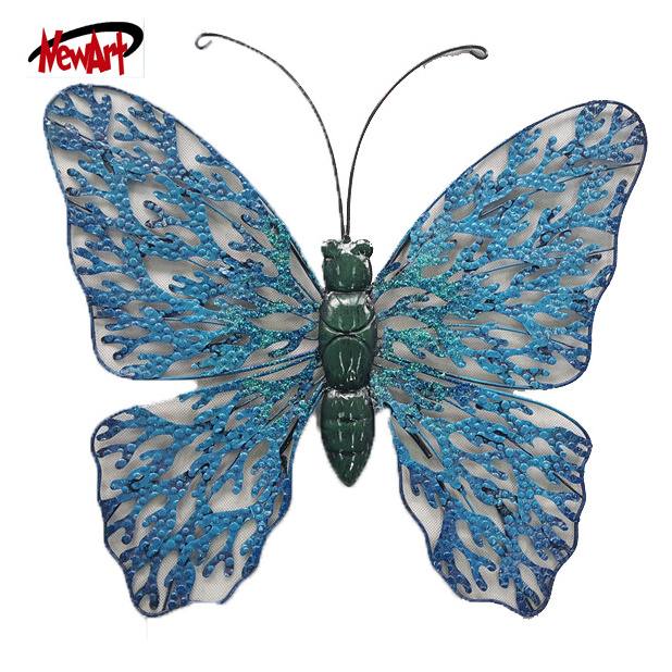 Wholesale Modern Colourful Shining metal butterfly wall decor Metal Art Wall Decoration salon wall decoration