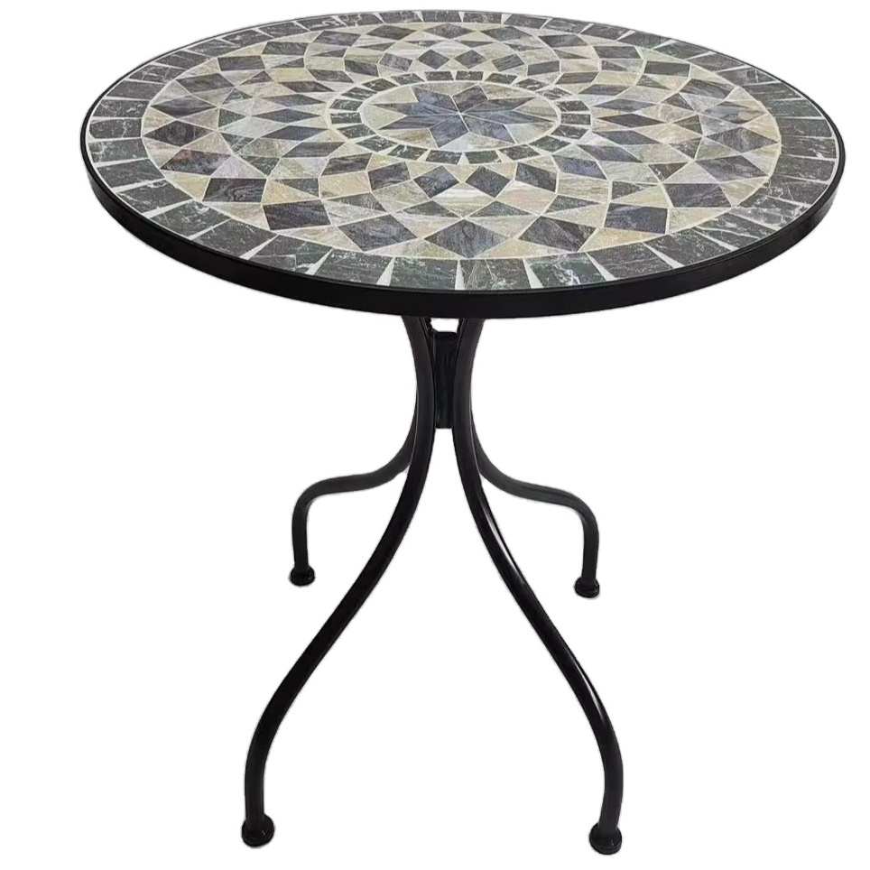 Mosaic Patio Side Table Outdoor Decoration Table Bistro Garden Patio Indoor Round Tile Top Table