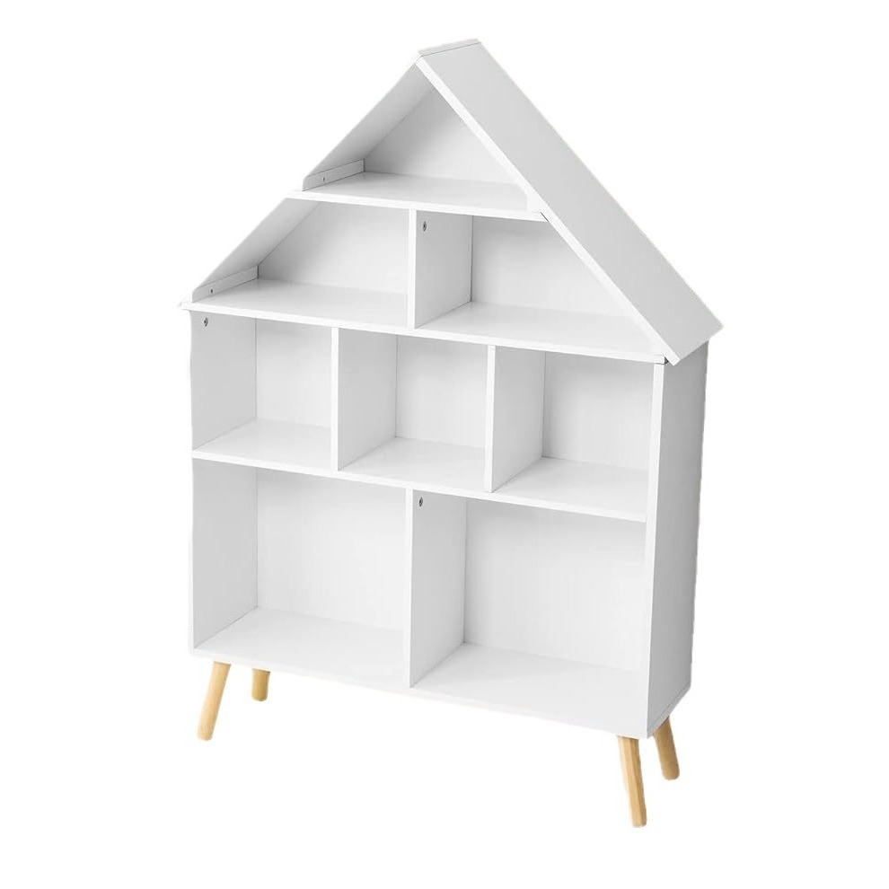 House Shape 4 Tier White Bookshelves Bookcases Living Room Bedroom Shelf for Kids