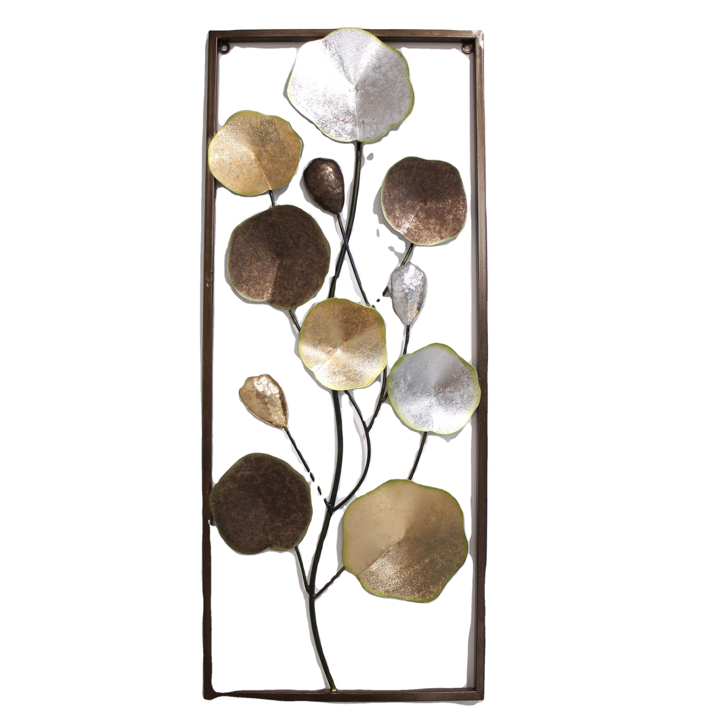 Newart 3d botanical rustic long vertical wall frame decor art