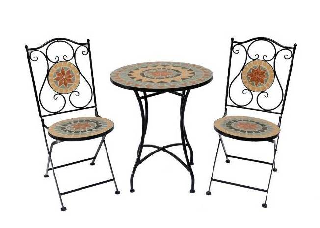 Cast Aluminum Outdoor Furniture Bistro Table Set Weather Resistant Patio Black Mosaic Table and Chairs for Yard Balcony Porch