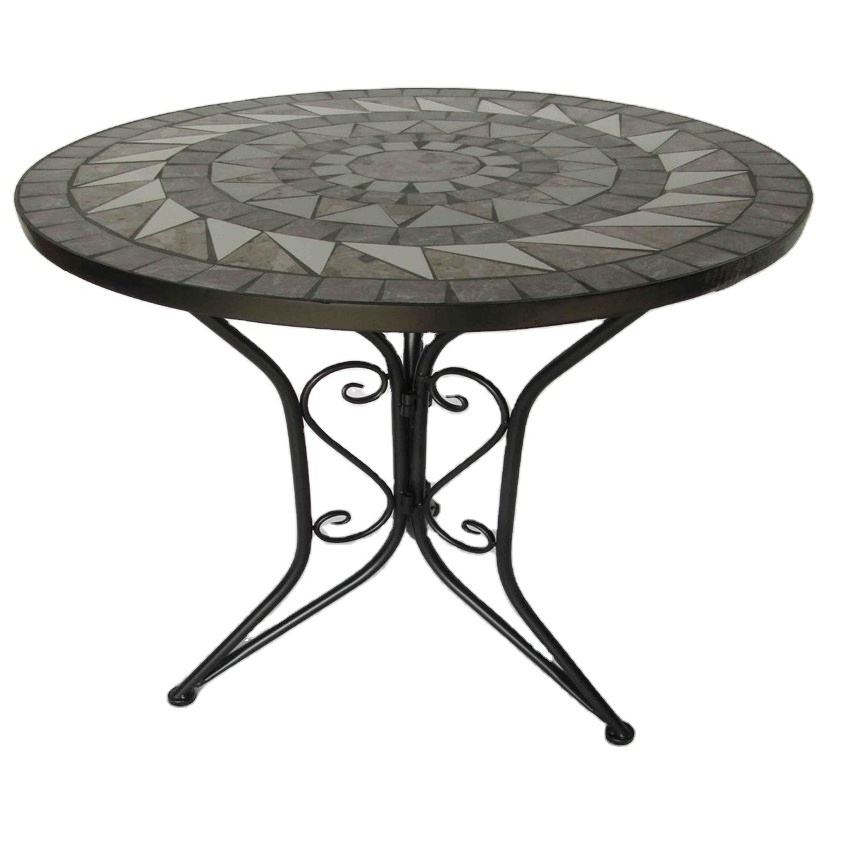 Hot selling garden mosaic new design metal table patio garden outdoor metal mosaic furniture