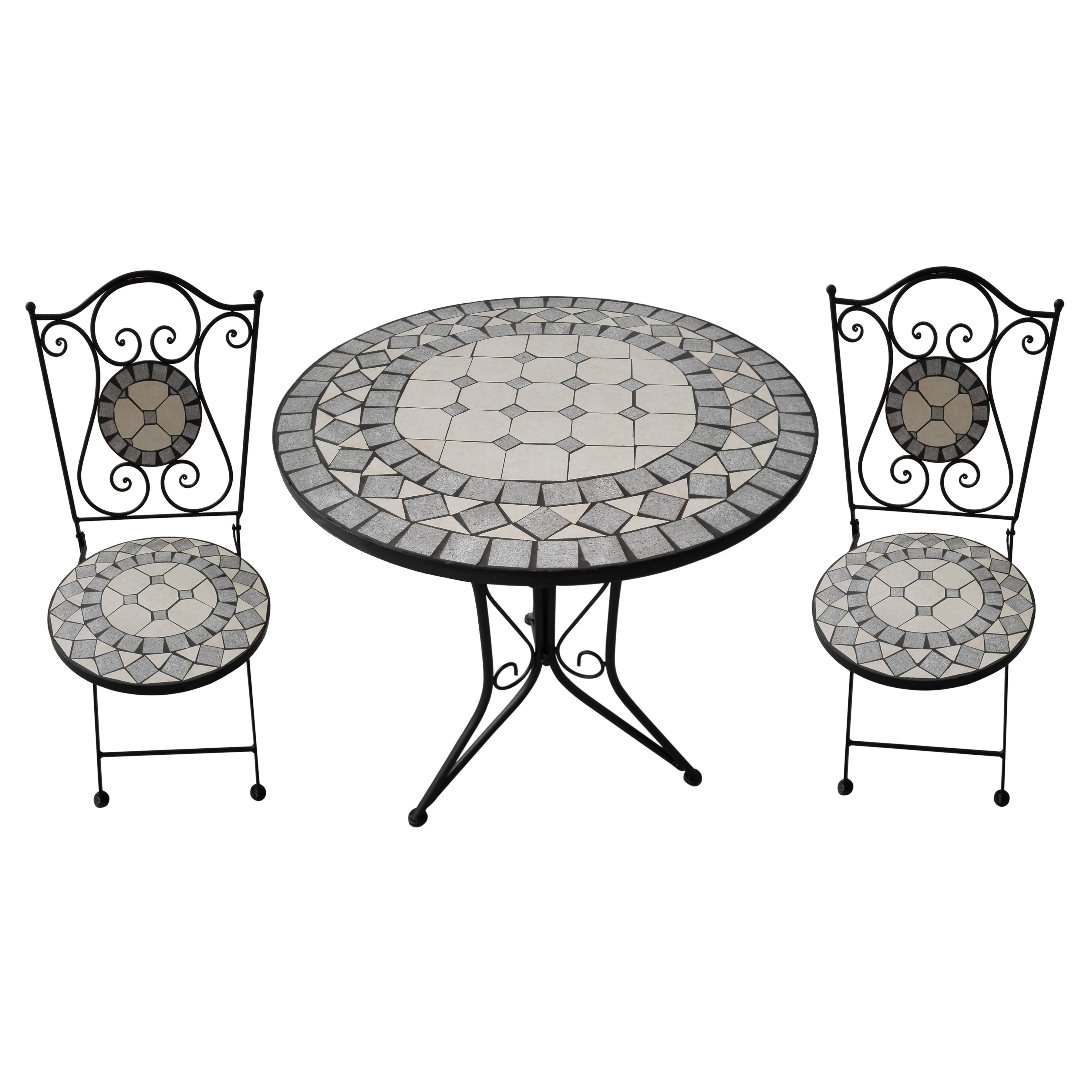 Newart folded iron outdoor furniture garden table and chairs ceramic mosaic bistro set for customizing