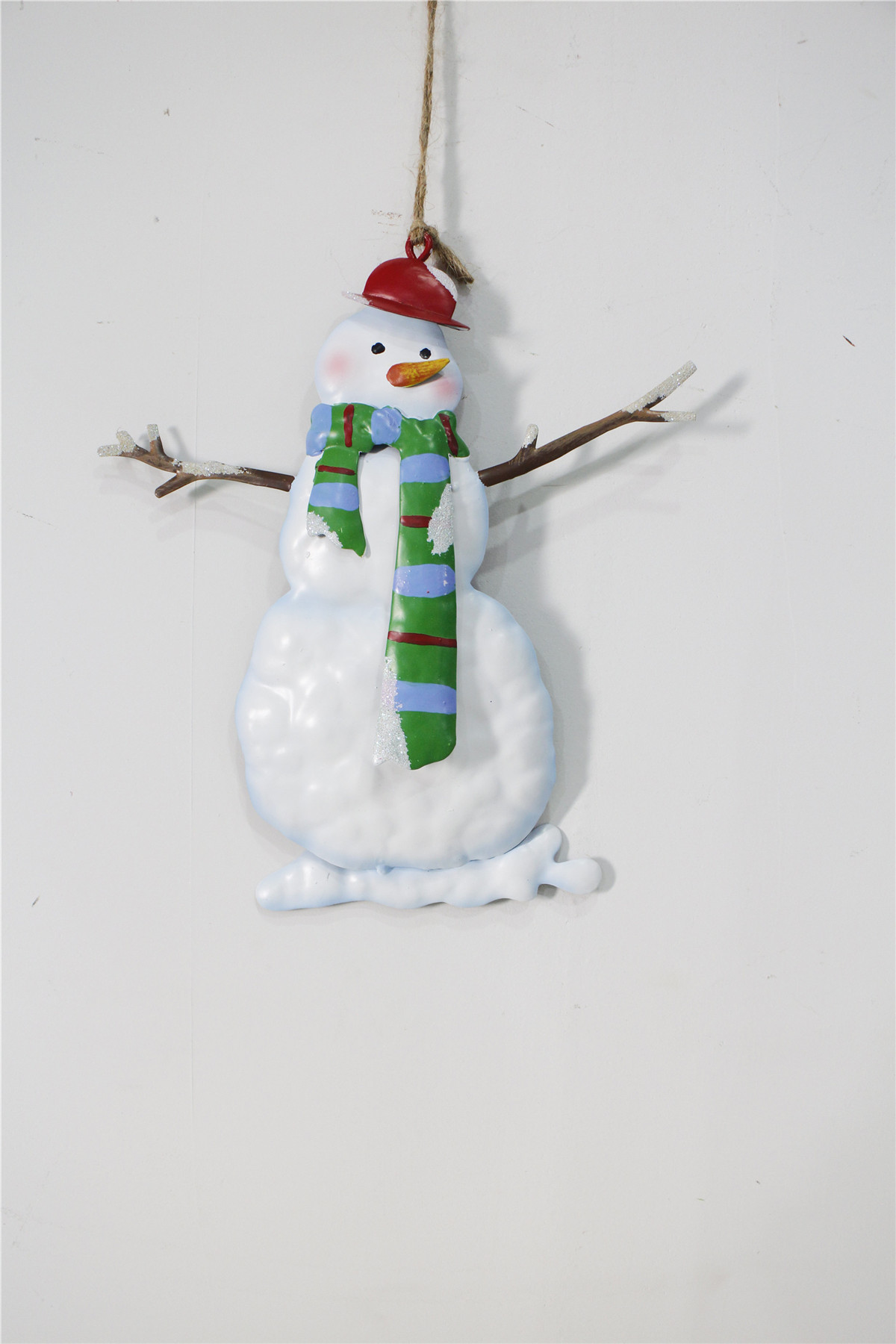 Cartoon christmas snowman gingerbread man fence garden decoration with lanyard metal pendant wall decor