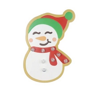 Cartoon cute Christmas gingerbread man snowman wall decor courtyard outdoor fence metal wall decoration with lights