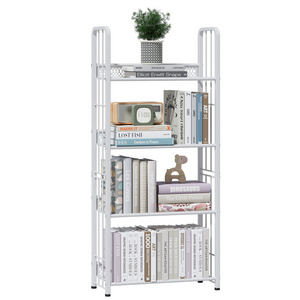 4 Tier Vintage Bookshelf Tall Bookcase Office Shelf Storage Organizer Modern White Book Shelf