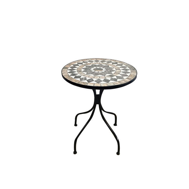 mosaic art metal frame table and two chairs circle outdoor furniture garden set