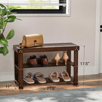 3 Tier Shoe Organizer Storage Shelf Freestanding Shoe Racks Bench Stable Stand Wooden Shoe Rack