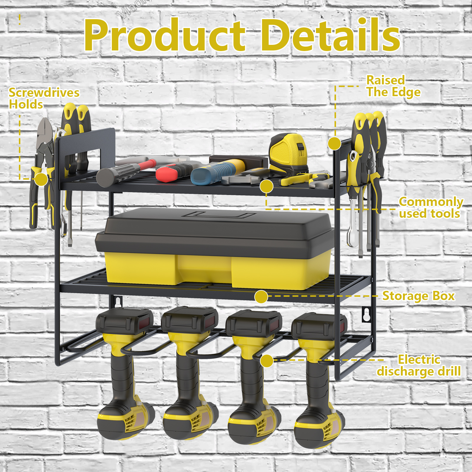 Heavy Duty Power Tool Organizer Wall Mount Cordless Drill Hanger Storage Rack Tools Holder Garage Organization Tool Rack