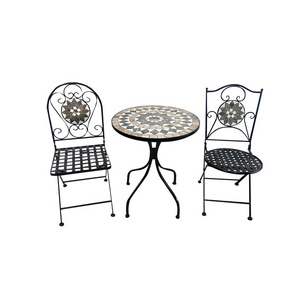 mosaic art metal frame table and two chairs circle outdoor furniture garden set