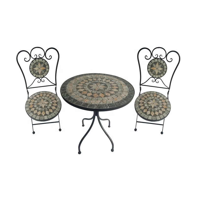 Mosaic Table Chairs Garden Treasures Classical Metal Outdoor Furniture Bistro Set for Garden Yard