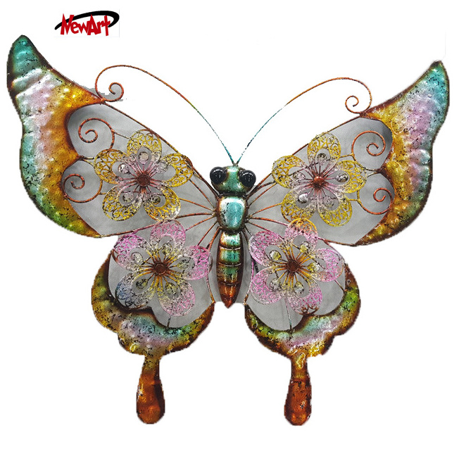 Wholesale Modern Colourful Shining metal butterfly wall decor Metal Art Wall Decoration salon wall decoration