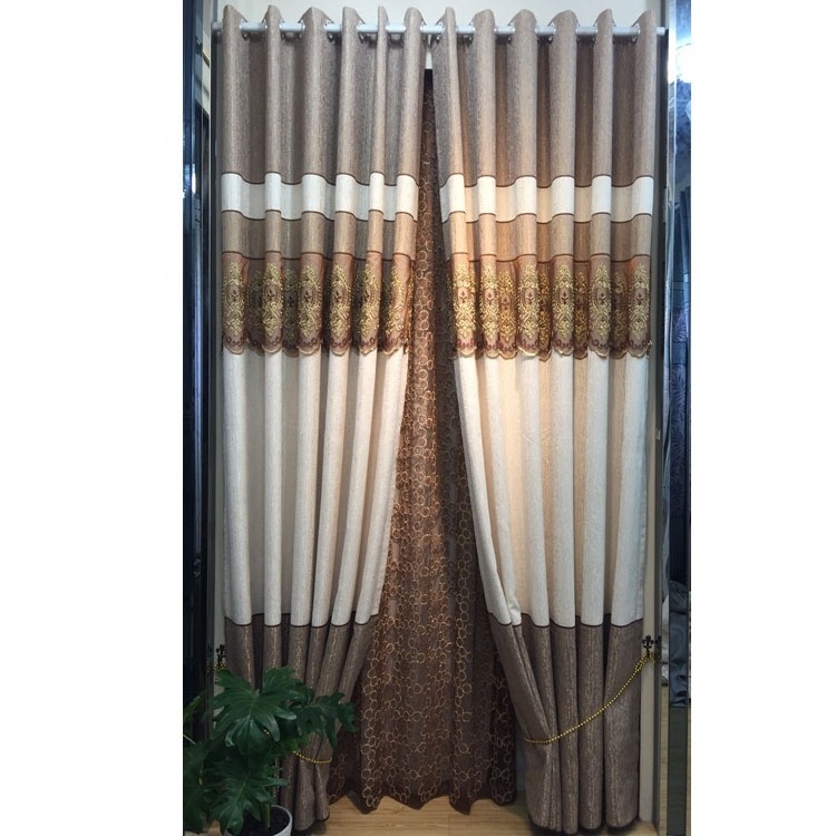 Manufacturers direct customization of high-end modern jacquard cotton and hemp splicing curtain fabric