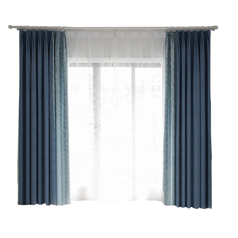 Hot sales in Europe and America Manufacturers direct Nordic solid color cotton chenille patchwork curtains finished custom