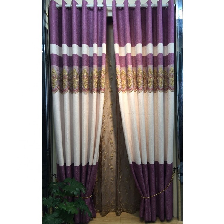 Manufacturers direct customization of high-end modern jacquard cotton and hemp splicing curtain fabric