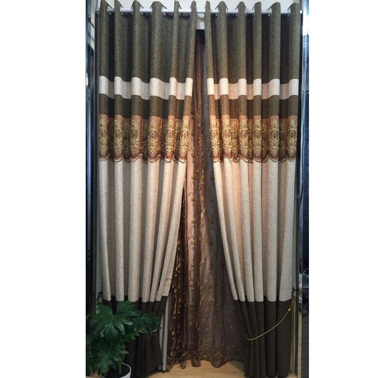 Manufacturers direct customization of high-end modern jacquard cotton and hemp splicing curtain fabric