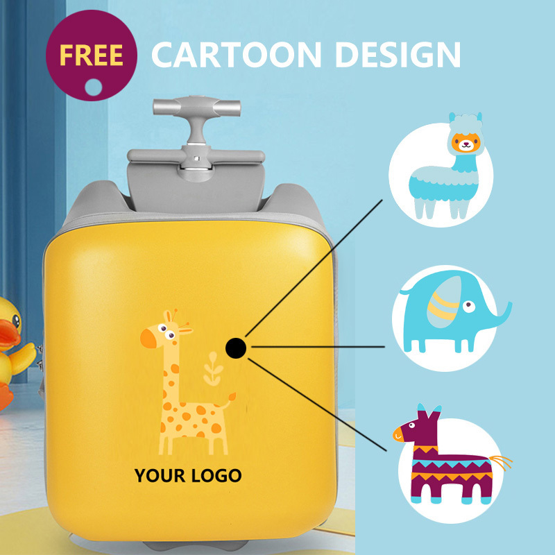 Customize 2 in 1 Baby Suitcase, Free Cartoon Design Carry on Luggage, OEM/ODM Kids Ride on Suitcase Seat for Toddler