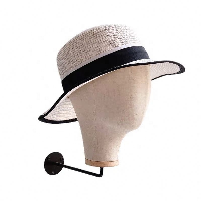 Wholesale Adult Model White Black Linen Fabric Wall Mounted Mannequin Head With Tripod For Wig Hat Display