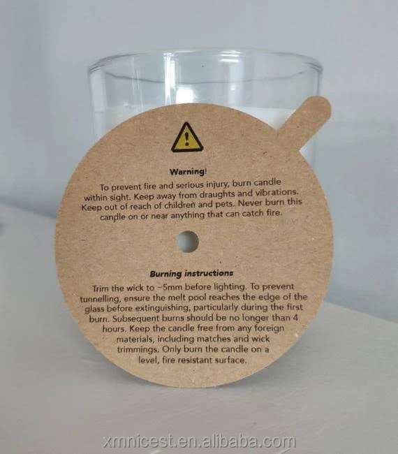 Wholesale Paper Candle Cover Lids Custom Printed Kraft Paper Candle Dust Covers With Pull Tabs