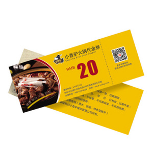 Cheap Custom Paper Card Discount Coupon Breakfast Gift Voucher Printing for shops/ bars/hotels