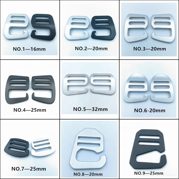 Aluminium metal g hook buckle ladder buckle hook 16mm 20mm 26mm 32mm 38mm