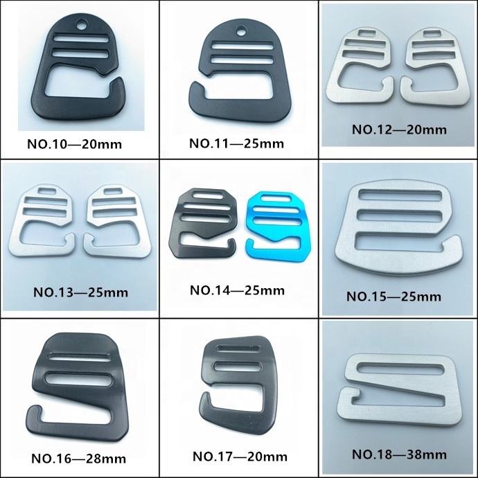 Aluminium metal g hook buckle ladder buckle hook 16mm 20mm 26mm 32mm 38mm