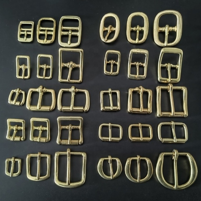 Solid brass buckle for pet dog collar buckle center bar belt pin buckle for saddlery leather crafts DIY hardware