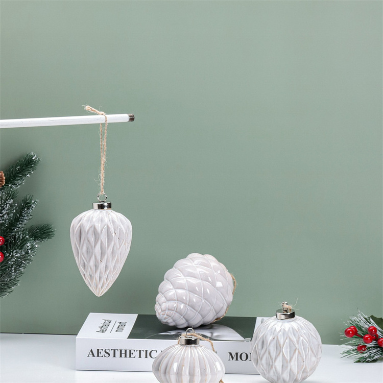 Christmas Tree Decorative Ball Ornament  White Ceramic Balls Christmas Baubles