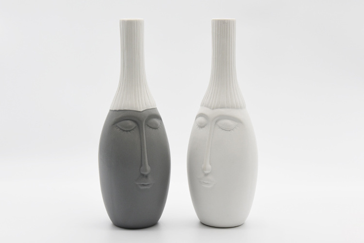 Creative White Black Ceramic Art Flower Vase Desktop Home Decorations For Woman Body Art Vase