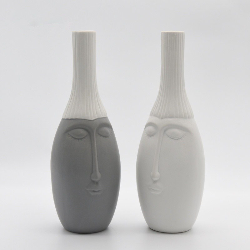 Creative White Black Ceramic Art Flower Vase Desktop Home Decorations For Woman Body Art Vase