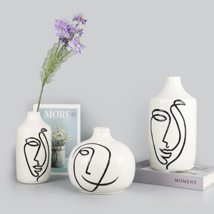 Creative White Black Ceramic Art Flower Vase Desktop Home Decorations For Woman Body Art Vase