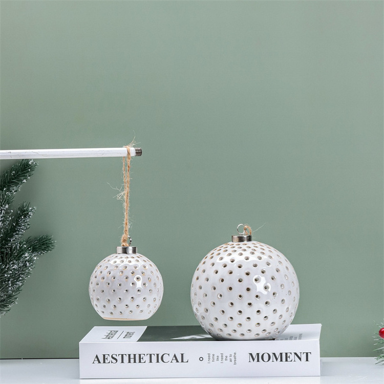 Christmas Tree Decorative Ball Ornament  White Ceramic Balls Christmas Baubles