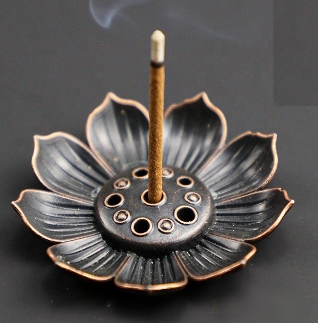 Factory Direct Metal Custom Color Incense Burner Holder Scented Stick Brass Incense Holder Lotus Incense Stick Holder and Cone