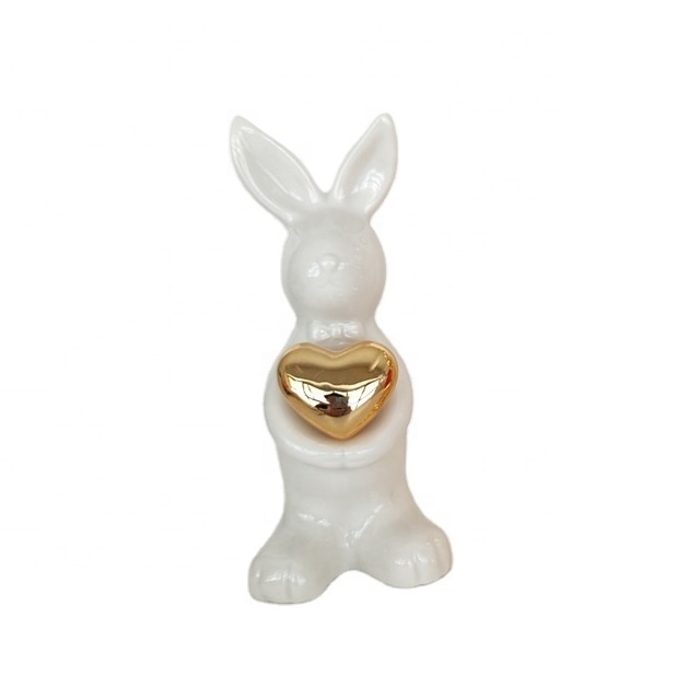 Factory Price Custom Eco-friendly Easter Ceramic Rabbit Animal Bunny Figurines Ornaments Multiple Colors Rabbit Bunny