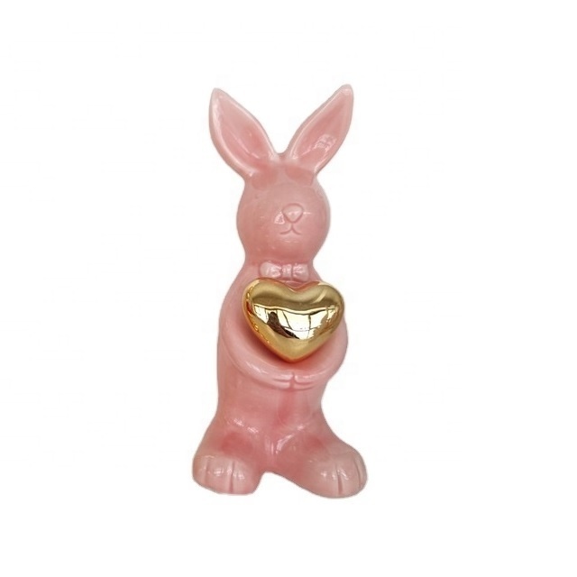 Factory Price Custom Eco-friendly Easter Ceramic Rabbit Animal Bunny Figurines Ornaments Multiple Colors Rabbit Bunny