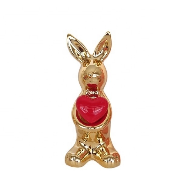 Factory Price Custom Eco-friendly Easter Ceramic Rabbit Animal Bunny Figurines Ornaments Multiple Colors Rabbit Bunny