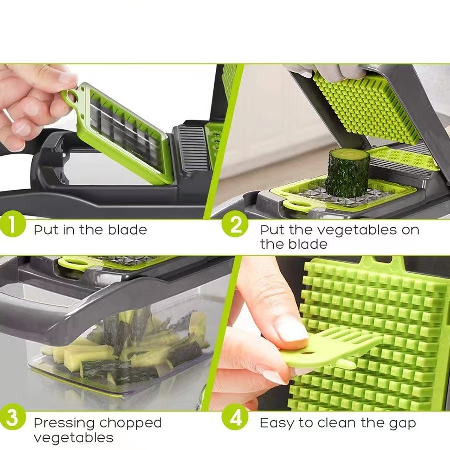 Hot Selling Kitchen Accessories 12 In 1 Manual Mandoline	Slicer Food Onion Cutter Veggie Dicer Multifunctional Vegetable Chopper