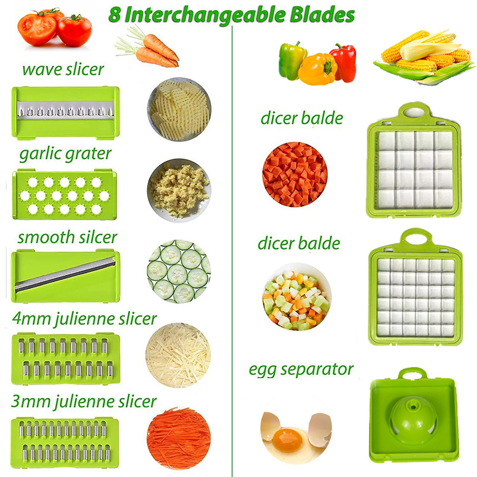 Multipurpose 15 in1 Dual Use Stainless Steel Vegetable Cutlery Cutter Dicing Cutter Kitchen Tool Slicers Chopper