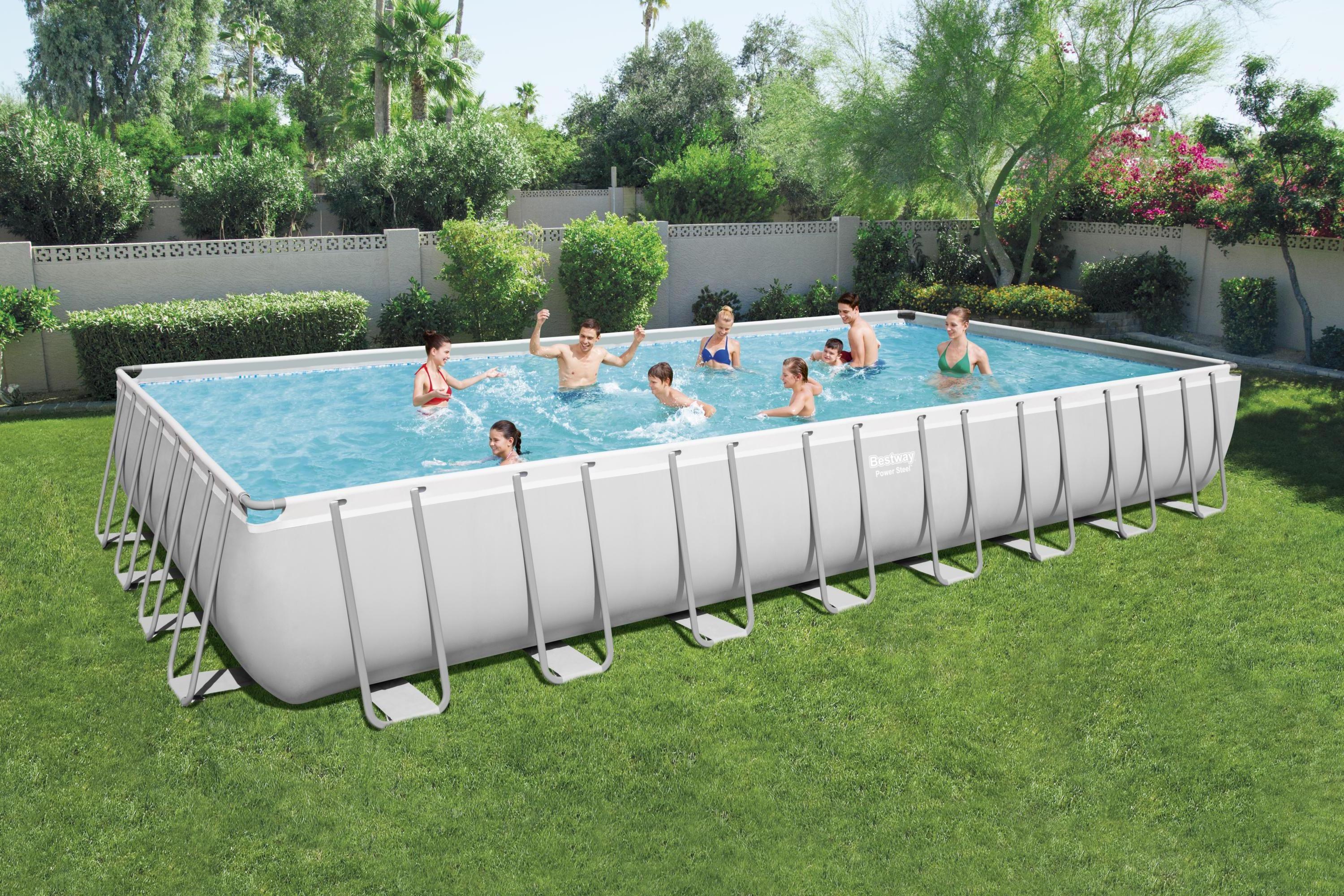 Bestway 56623 Metal frame rectangular PVC plastic family leisure swimming pool and accessories