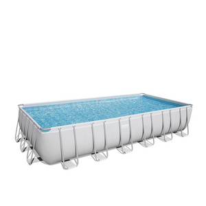 Bestway 56475 Power Steel Rectangular Frame Pool Family Lounge Swimming Pool with Cover Filter Ladder for Family Use