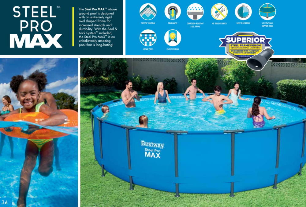 Bestway 56408 3.05mx76cm Above Ground Round Steel Frame Design Pool Durable Swim Pool