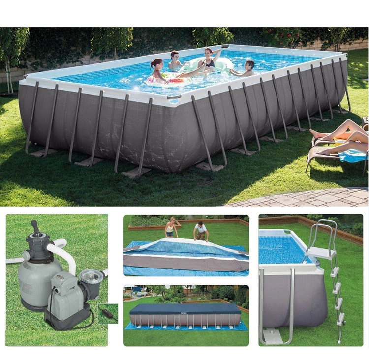 Intex 26374 Swimming outdoor inflatable Ultra Frame Pool Black pool cover Rectangular above Ground Pool & Accessories