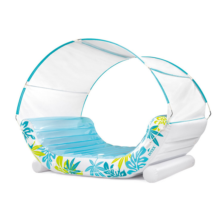 Intex 56294 Inflatable Fabric Canopy Island Sunshade Swim Pool Lounge Raft Double Floating With Cup Holders