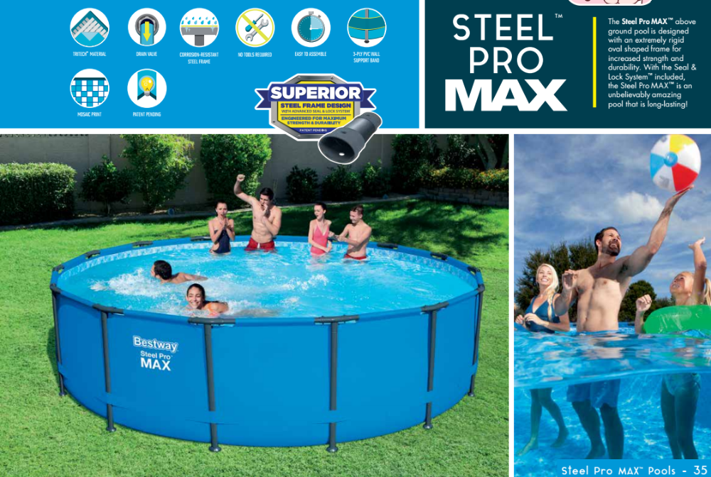 Bestway 56408 3.05mx76cm Above Ground Round Steel Frame Design Pool Durable Swim Pool