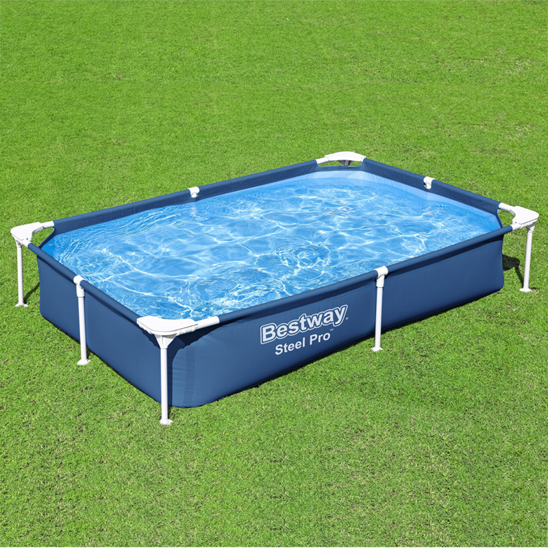 Bestway 56401 Steel Pro Above Ground PVC Stainless Steel Rectangular Outdoor Children Family Swimming Pool