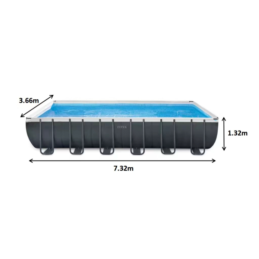 INTEX 26364 7.32mX3.66mX1.32m HOT SALE OUTDOOR PVC ABOVE GROUND FRAME POOL ACCESSORIES FOR ADULT