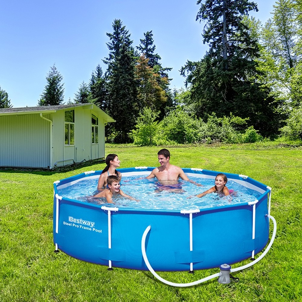 Bestway 56408 3.05mx76cm Above Ground Round Steel Frame Design Pool Durable Swim Pool